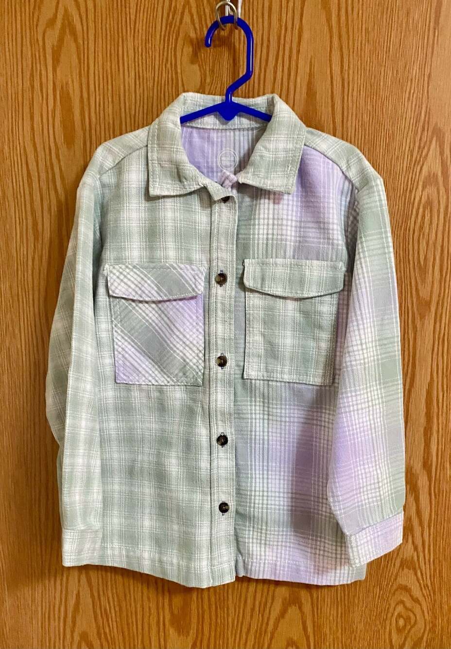 Wonder Nation Plaid Shacket Size S (6-6X) Green Purple